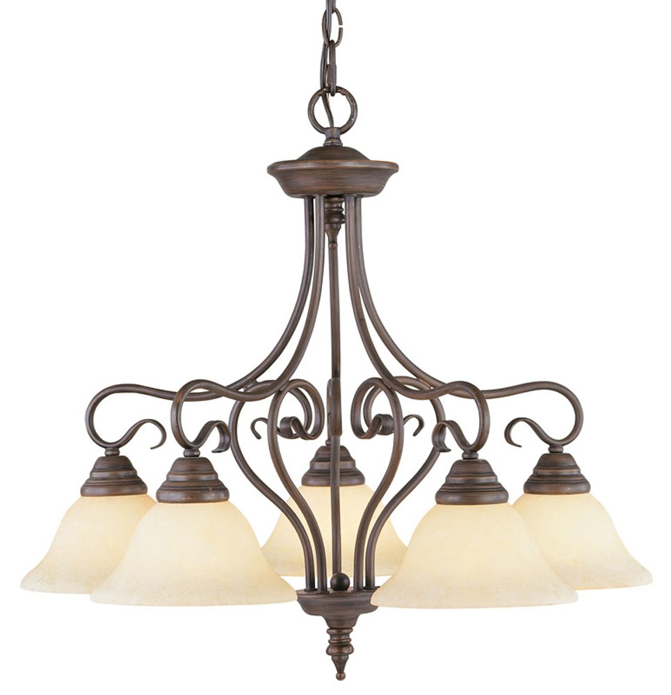 Bronze Five Light Metal Dimmable Chandelier With Shades HomeRoots