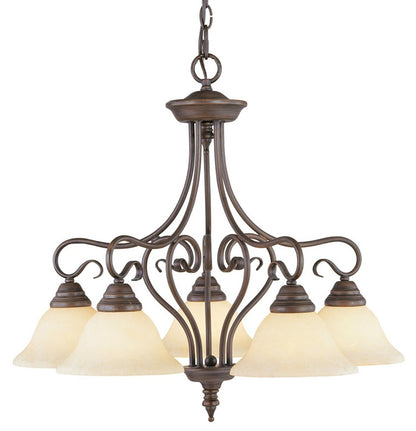 Bronze Five Light Metal Dimmable Chandelier With Shades HomeRoots