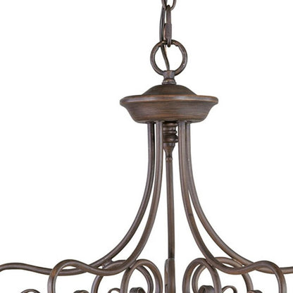 Bronze Five Light Metal Dimmable Chandelier With Shades HomeRoots