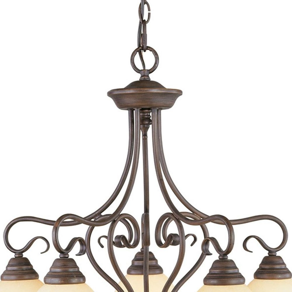 Bronze Five Light Metal Dimmable Chandelier With Shades HomeRoots