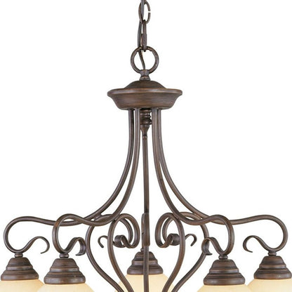 Bronze Five Light Metal Dimmable Chandelier With Shades HomeRoots
