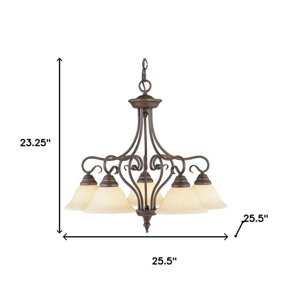 Bronze Five Light Metal Dimmable Chandelier With Shades HomeRoots