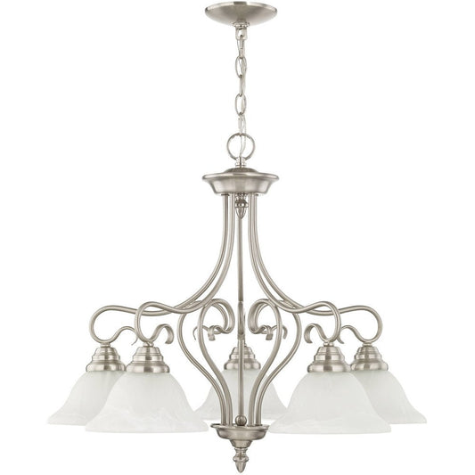 Nickel Five Light Metal Dimmable Chandelier With Shades HomeRoots