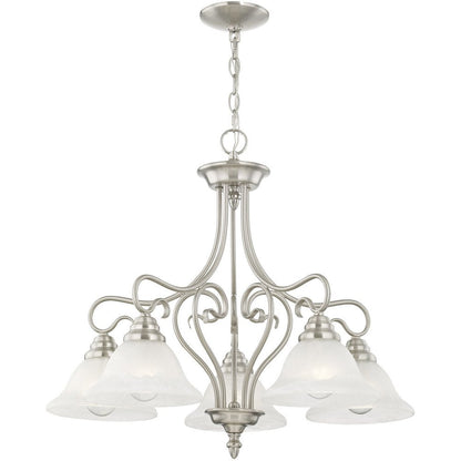 Nickel Five Light Metal Dimmable Chandelier With Shades HomeRoots