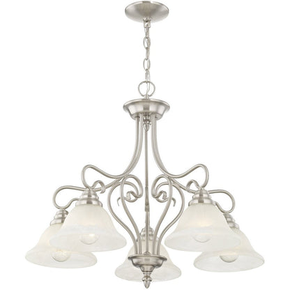 Nickel Five Light Metal Dimmable Chandelier With Shades HomeRoots