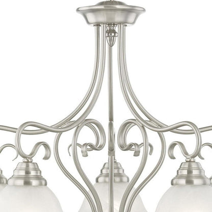 Nickel Five Light Metal Dimmable Chandelier With Shades HomeRoots