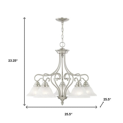 Nickel Five Light Metal Dimmable Chandelier With Shades HomeRoots