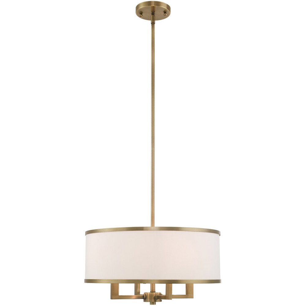Antiqued Brass Four Light Metal Dimmable Chandelier With Shades HomeRoots