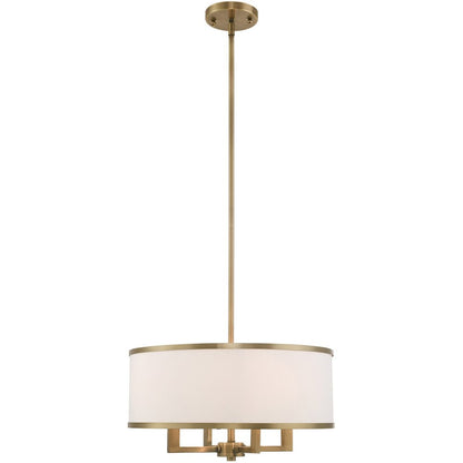 Antiqued Brass Four Light Metal Dimmable Chandelier With Shades HomeRoots