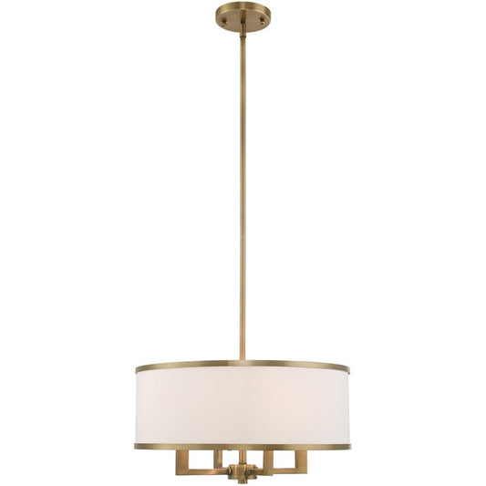 Antiqued Brass Four Light Metal Dimmable Chandelier With Shades HomeRoots