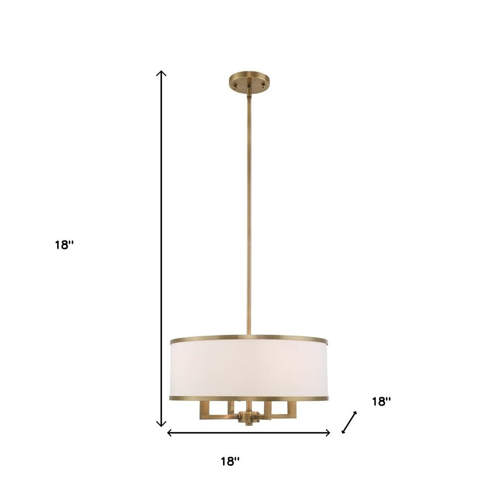 Antiqued Brass Four Light Metal Dimmable Chandelier With Shades HomeRoots