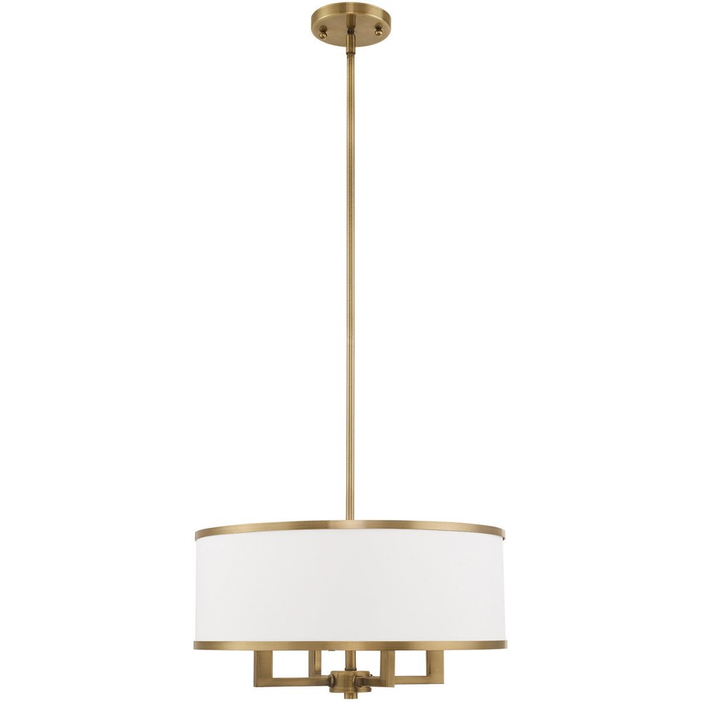 Antiqued Brass Four Light Metal Dimmable Chandelier With Shades HomeRoots