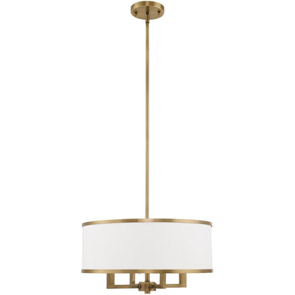 Antiqued Brass Four Light Metal Dimmable Chandelier With Shades HomeRoots