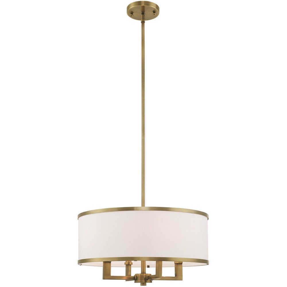 Antiqued Brass Four Light Metal Dimmable Chandelier With Shades HomeRoots