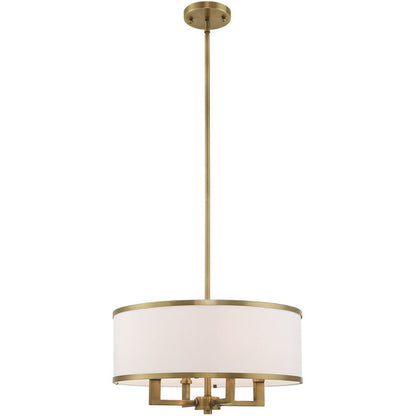 Antiqued Brass Four Light Metal Dimmable Chandelier With Shades HomeRoots