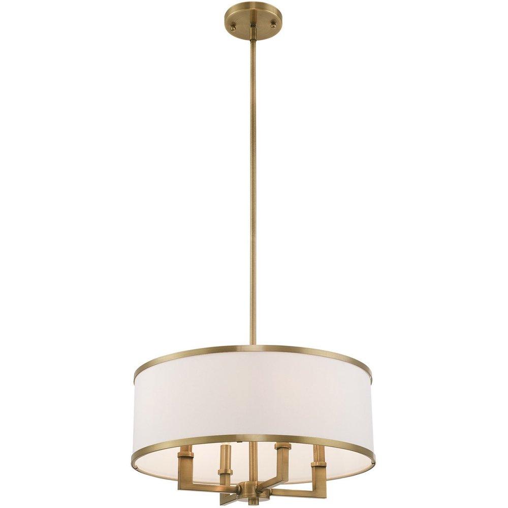 Antiqued Brass Four Light Metal Dimmable Chandelier With Shades HomeRoots