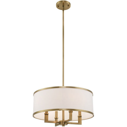 Antiqued Brass Four Light Metal Dimmable Chandelier With Shades HomeRoots