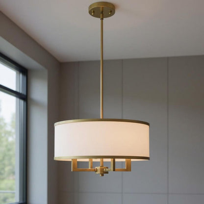 Antiqued Brass Four Light Metal Dimmable Chandelier With Shades HomeRoots