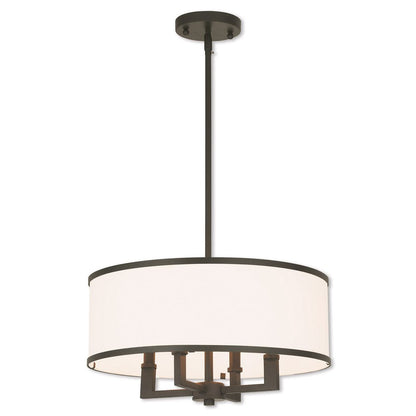 Bronze Four Light Metal Dimmable Chandelier With Shades HomeRoots
