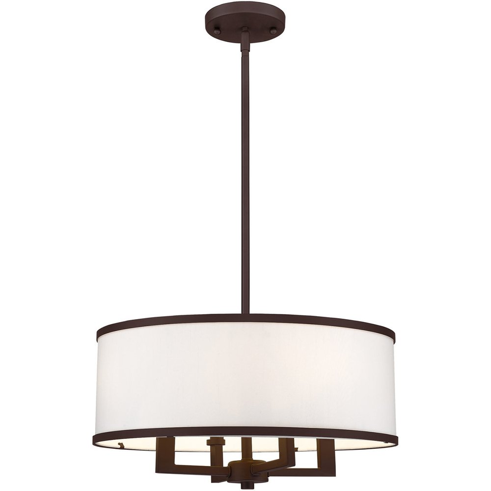 Bronze Four Light Metal Dimmable Chandelier With Shades HomeRoots