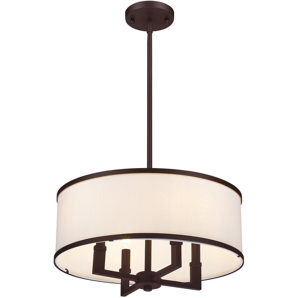 Bronze Four Light Metal Dimmable Chandelier With Shades HomeRoots