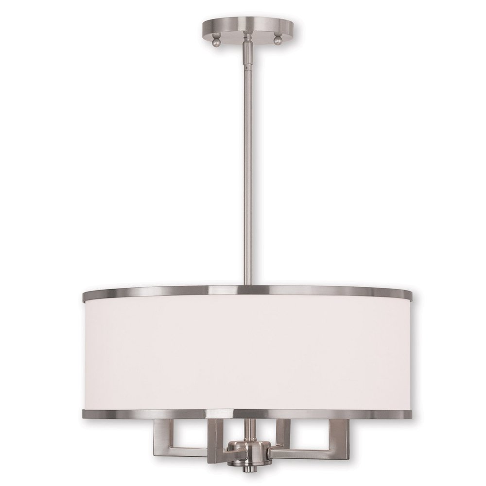 Nickel Four Light Metal Dimmable Chandelier With Shades HomeRoots