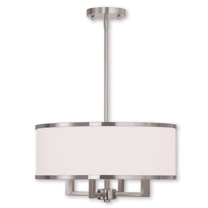 Nickel Four Light Metal Dimmable Chandelier With Shades HomeRoots