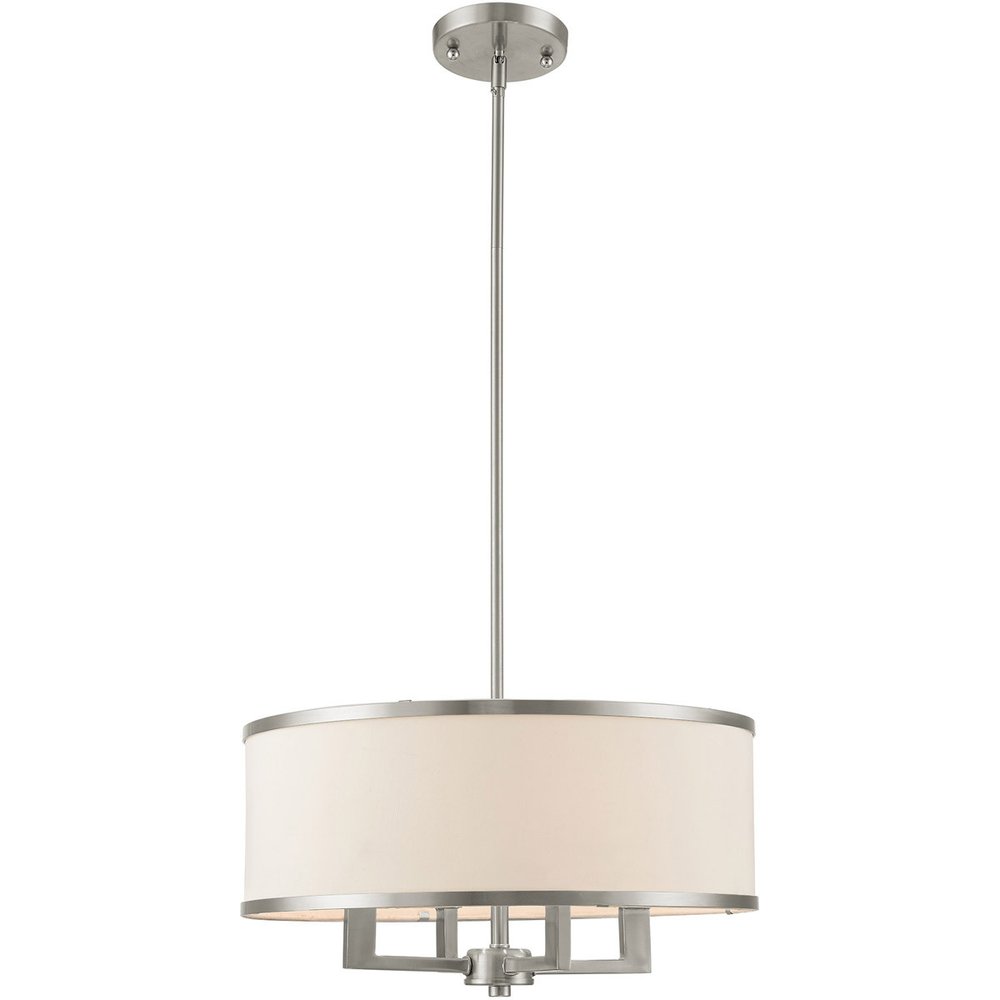Nickel Four Light Metal Dimmable Chandelier With Shades HomeRoots