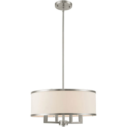 Nickel Four Light Metal Dimmable Chandelier With Shades HomeRoots