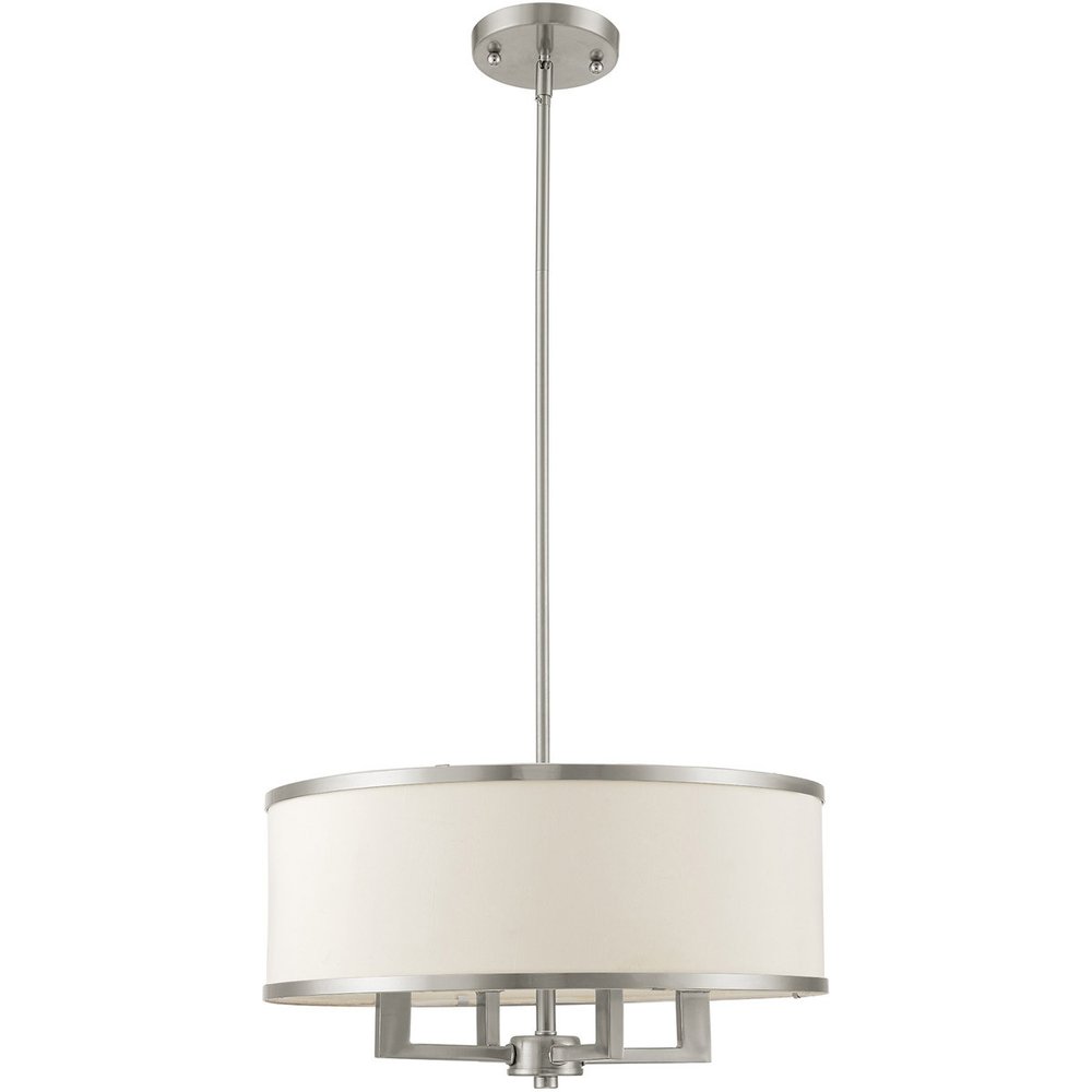 Nickel Four Light Metal Dimmable Chandelier With Shades HomeRoots