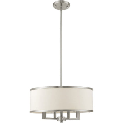 Nickel Four Light Metal Dimmable Chandelier With Shades HomeRoots