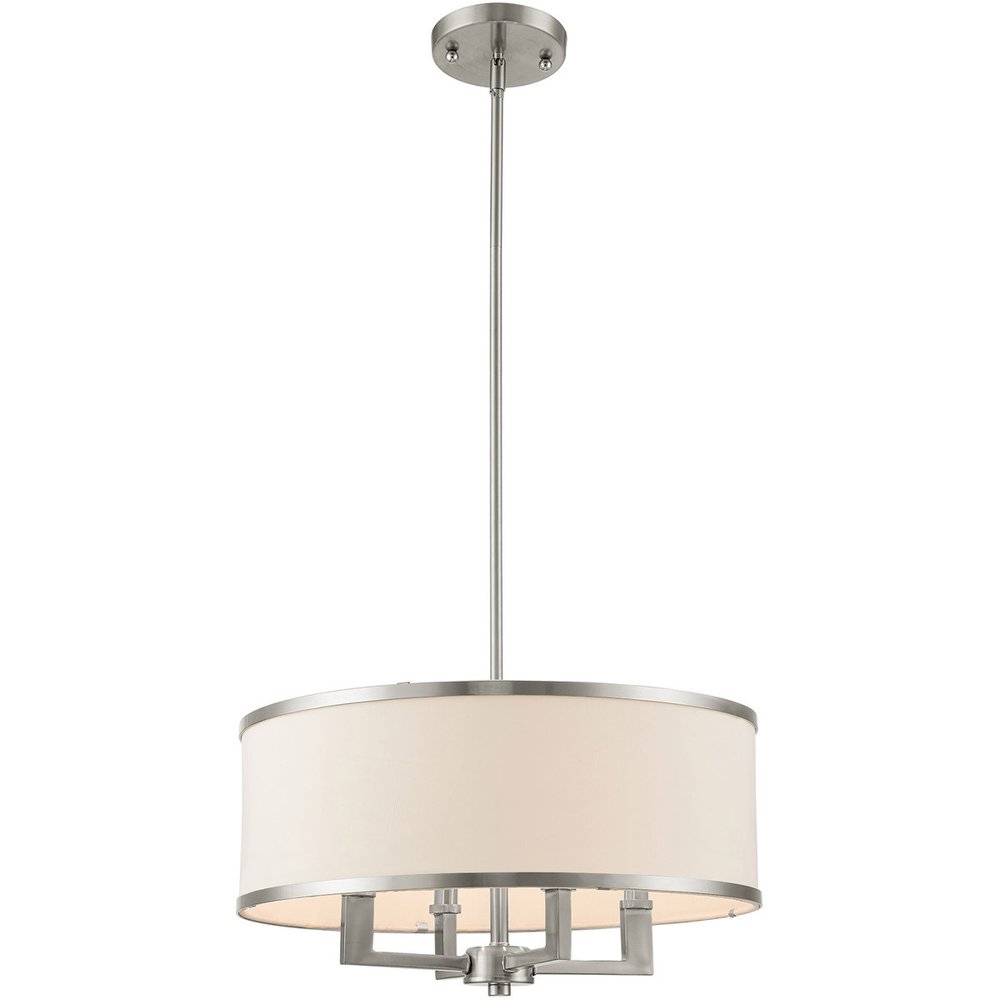 Nickel Four Light Metal Dimmable Chandelier With Shades HomeRoots