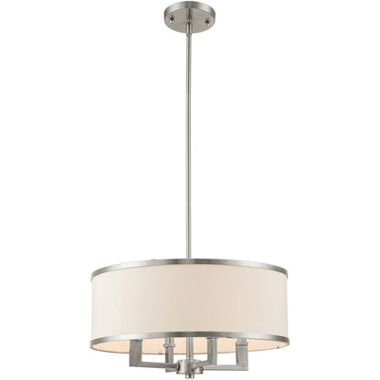 Nickel Four Light Metal Dimmable Chandelier With Shades HomeRoots