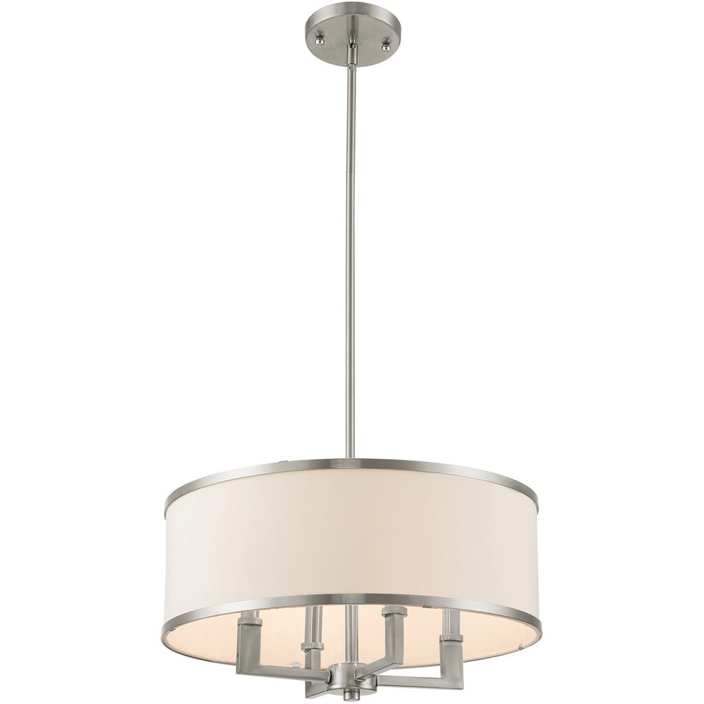 Nickel Four Light Metal Dimmable Chandelier With Shades HomeRoots