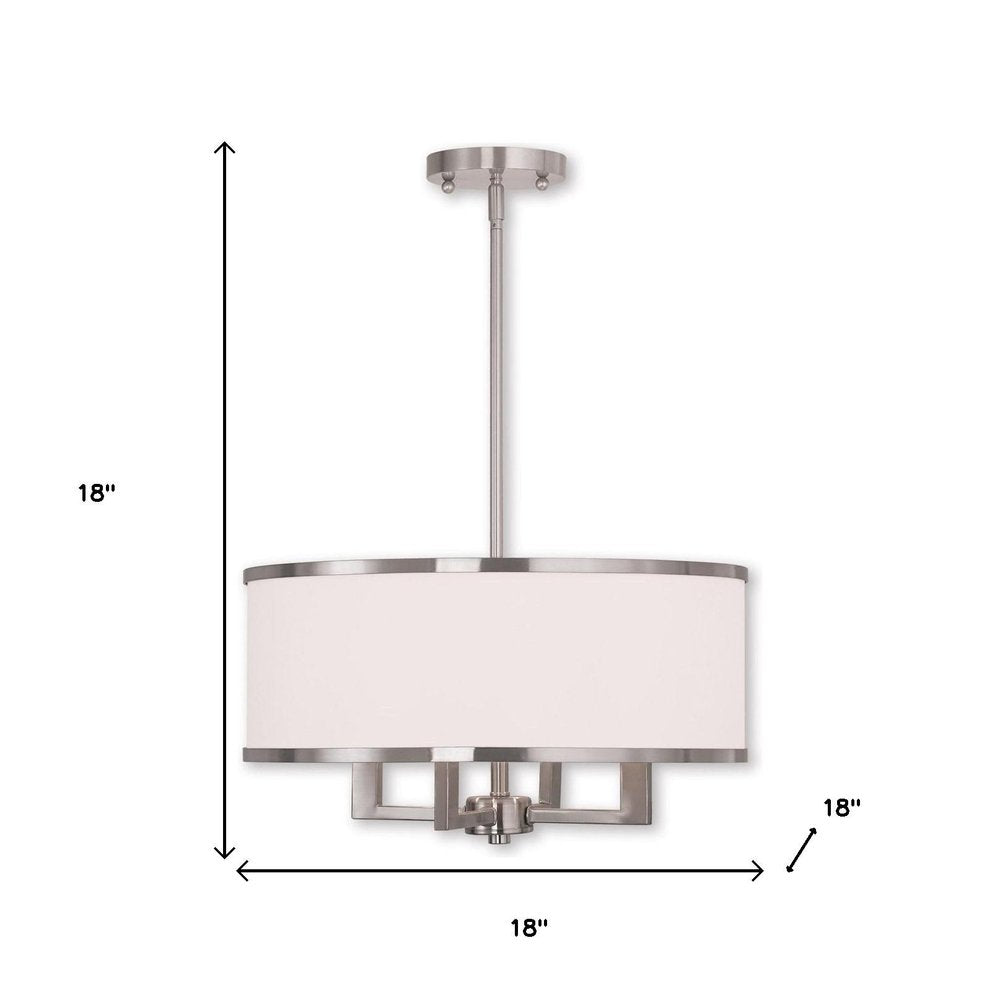 Nickel Four Light Metal Dimmable Chandelier With Shades HomeRoots
