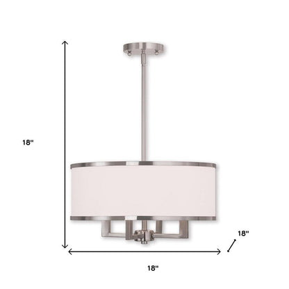 Nickel Four Light Metal Dimmable Chandelier With Shades HomeRoots