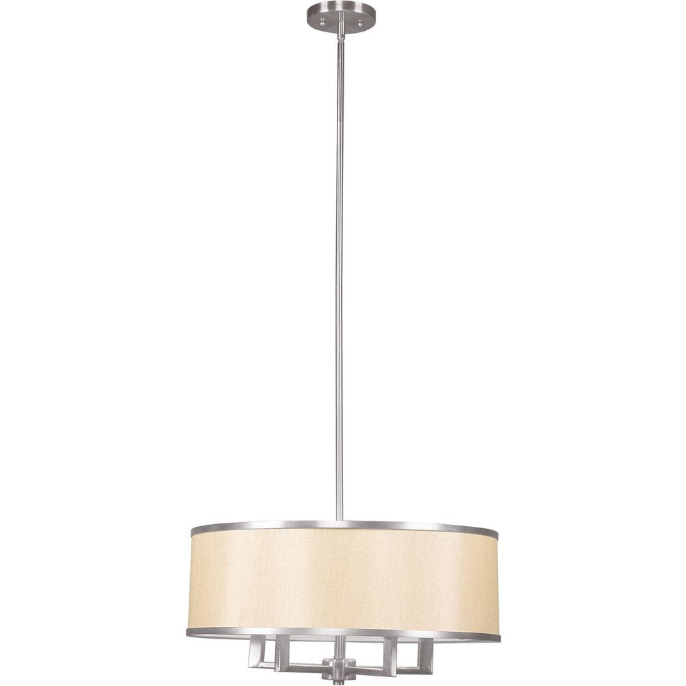 Nickel Four Light Metal Dimmable Chandelier With Shades HomeRoots