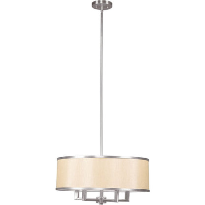 Nickel Four Light Metal Dimmable Chandelier With Shades HomeRoots
