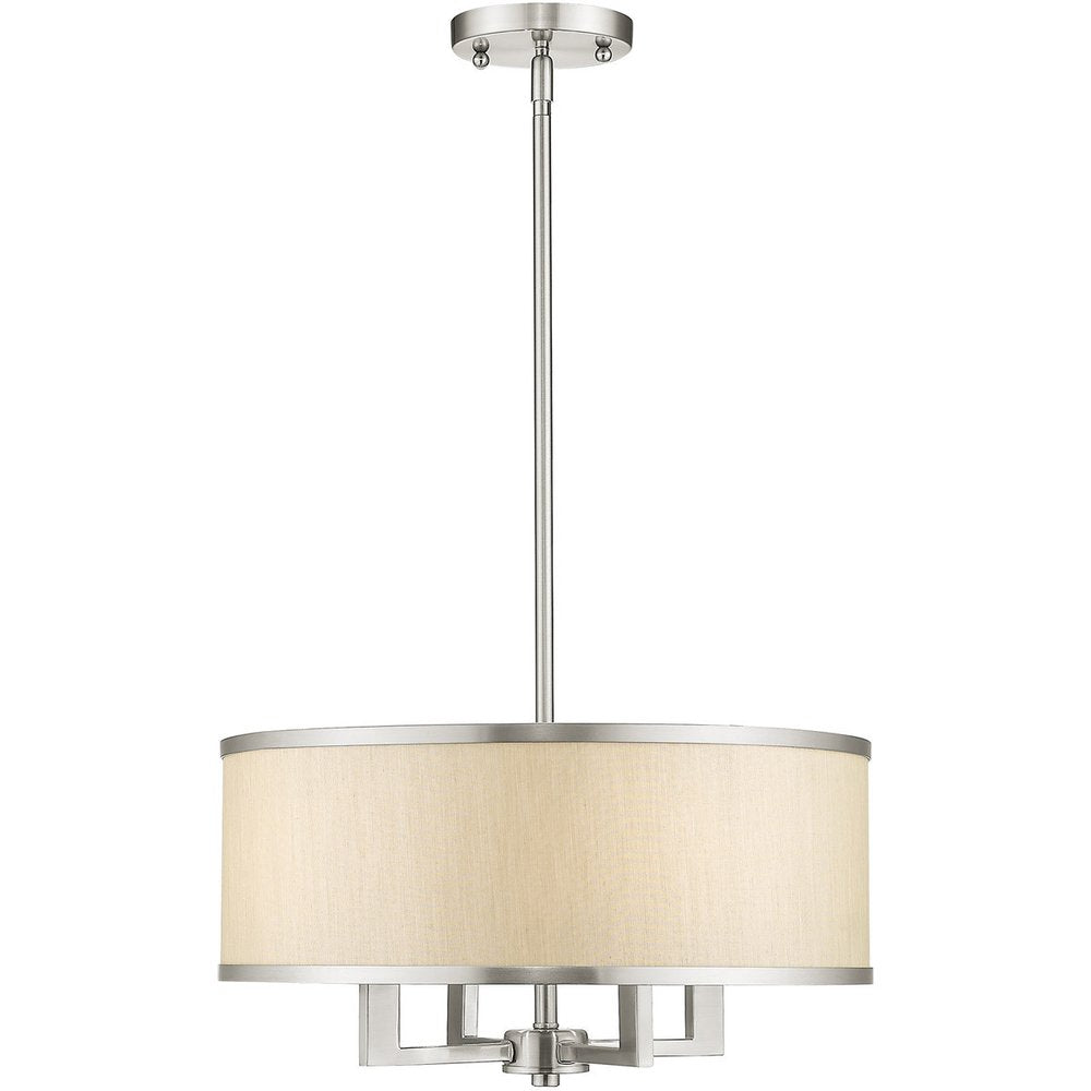 Nickel Four Light Metal Dimmable Chandelier With Shades HomeRoots