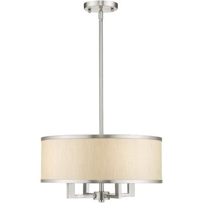 Nickel Four Light Metal Dimmable Chandelier With Shades HomeRoots