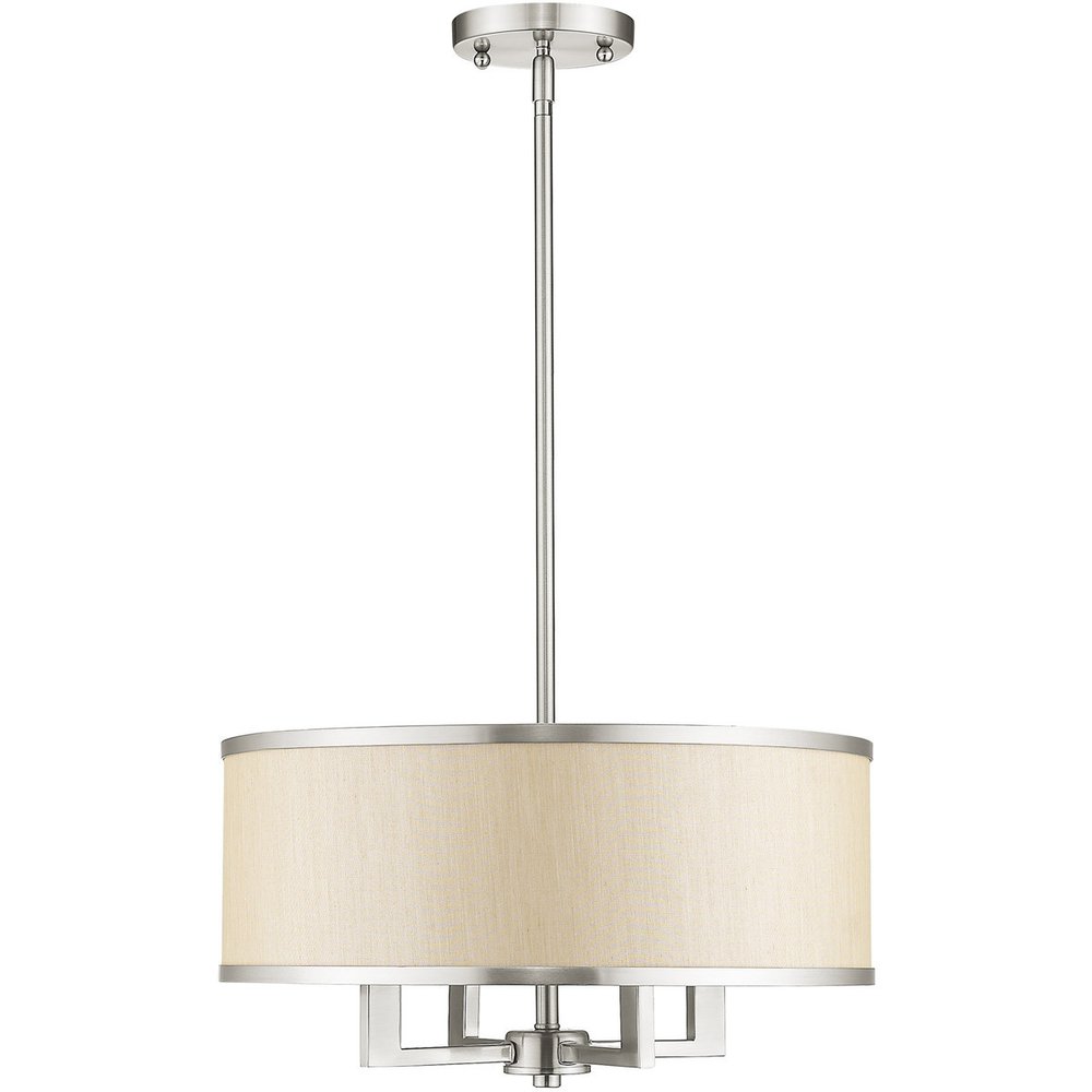 Nickel Four Light Metal Dimmable Chandelier With Shades HomeRoots