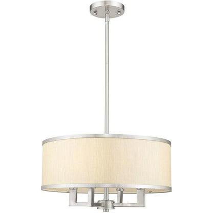 Nickel Four Light Metal Dimmable Chandelier With Shades HomeRoots