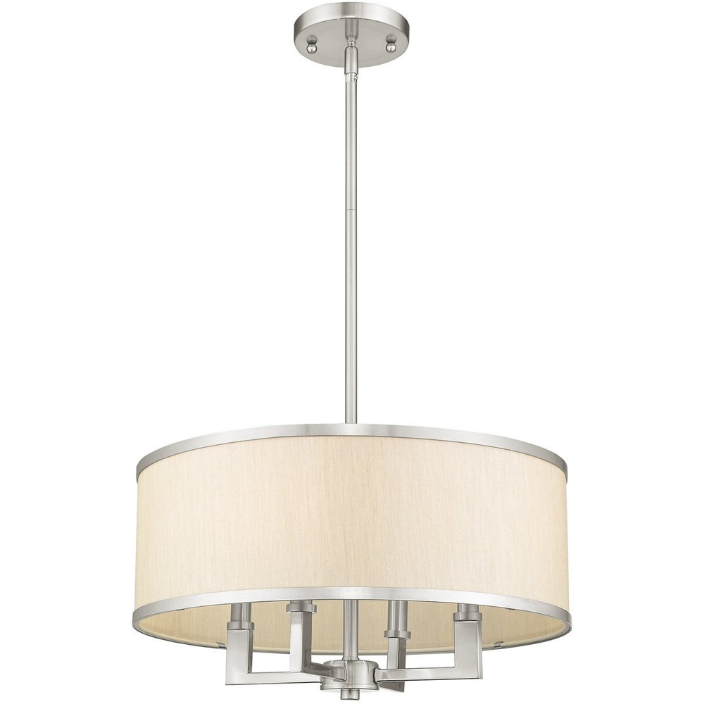 Nickel Four Light Metal Dimmable Chandelier With Shades HomeRoots