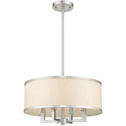 Nickel Four Light Metal Dimmable Chandelier With Shades HomeRoots
