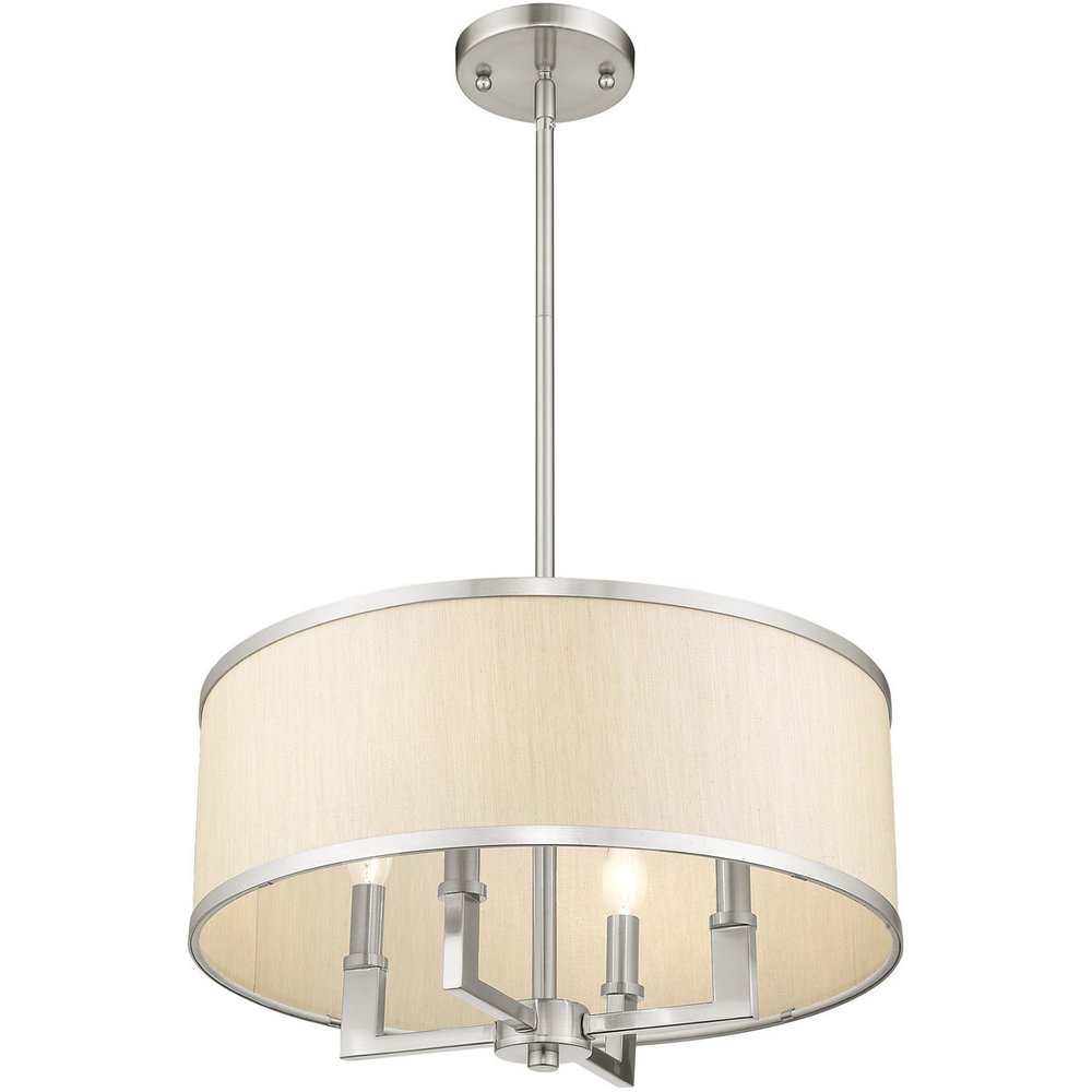 Nickel Four Light Metal Dimmable Chandelier With Shades HomeRoots