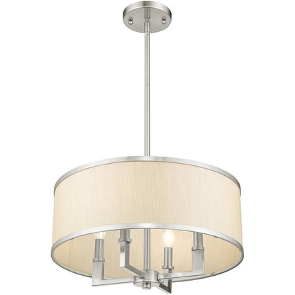 Nickel Four Light Metal Dimmable Chandelier With Shades HomeRoots