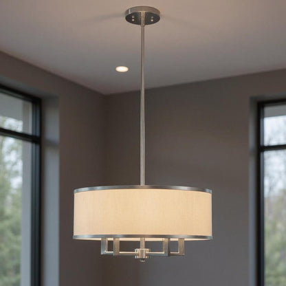 Nickel Four Light Metal Dimmable Chandelier With Shades HomeRoots