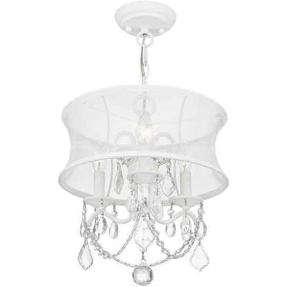 White Three Light Metal Dimmable Chandelier With Shades HomeRoots