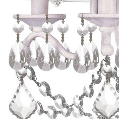 White Three Light Metal Dimmable Chandelier With Shades HomeRoots