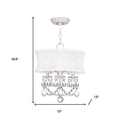 White Three Light Metal Dimmable Chandelier With Shades HomeRoots